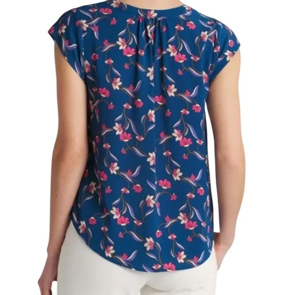 41Hawthorn (S) Morey Split Neck Short Sleeve Blouse - Stitch Fix Floral Top - Picture 5 of 10